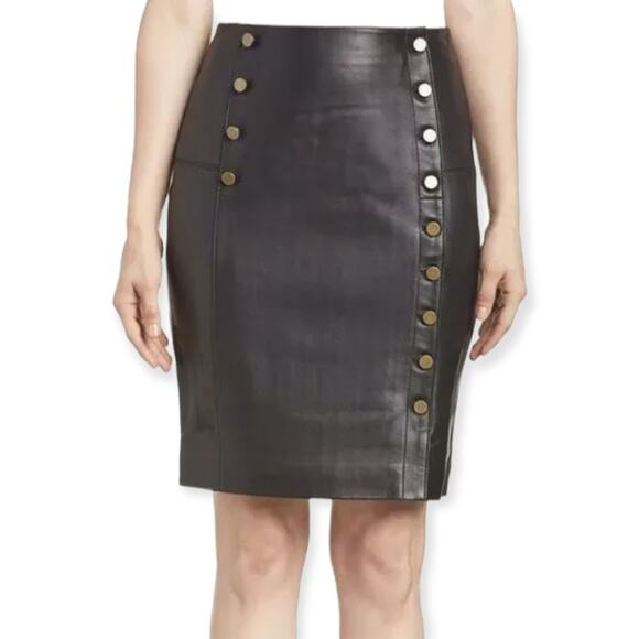 REBECCA MINKOFF pink leather button down mini skirt - Picture 8 of 9